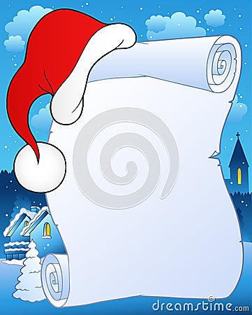 Christmas scroll with hat 2 Vector Illustration