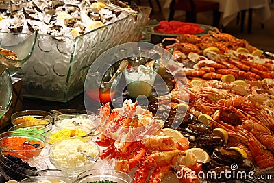 Christmas seafood buffet Stock Photo