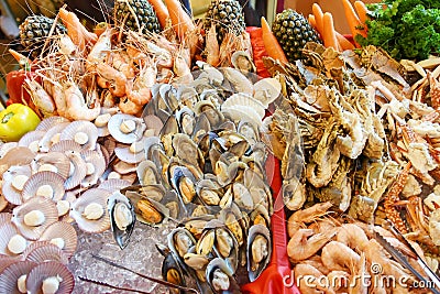 Christmas seafood buffet. Stock Photo