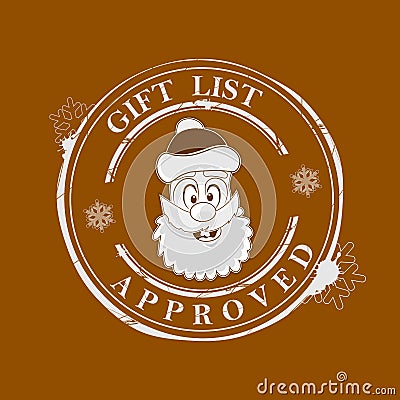 Christmas seal with the face of Santa Claus brown hue Vector Illustration
