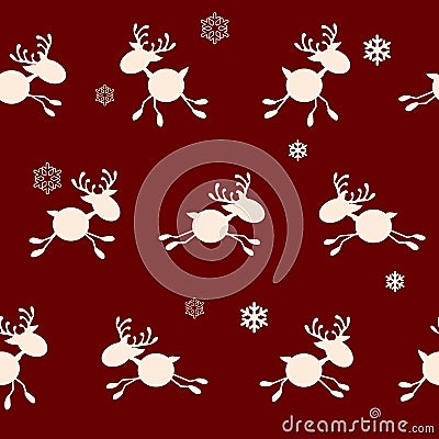 Christmas seamless background with a set of little toy deers Vector Illustration