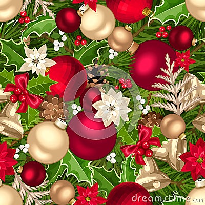 Christmas seamless background. Vector illustration. Stock Photo