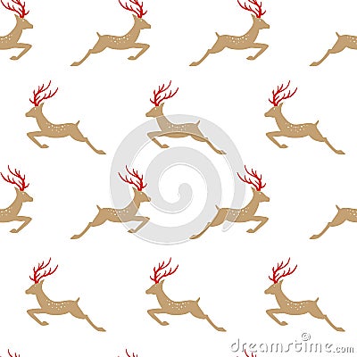 Christmas seamless with deer. Vector Vector Illustration