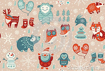 Christmas seamless pattern Vector Illustration
