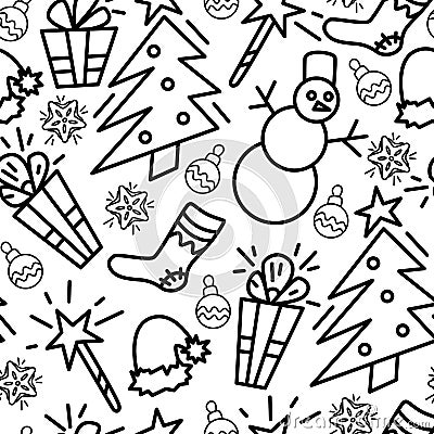 Christmas seamless pattern. New Year background Vector Illustration