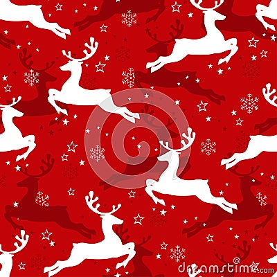 Christmas seamless pattern with reindeer. Vector Illustration