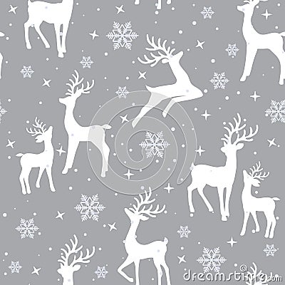 Christmas seamless pattern with reindeer background, Winter pattern with reindeer, wrapping paper, pattern fills, winter greetings Vector Illustration
