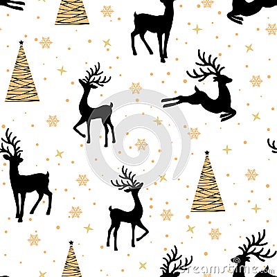 Christmas seamless pattern with reindeer background, Winter pattern with reindeer, wrapping paper, winter greetings, web page Vector Illustration