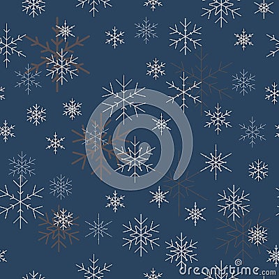 Christmas seamless pattern with snowflakes. Blue background for Vector Illustration