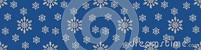 Christmas seamless pattern with snowflakes on pastel blue background. wide banner Stock Photo
