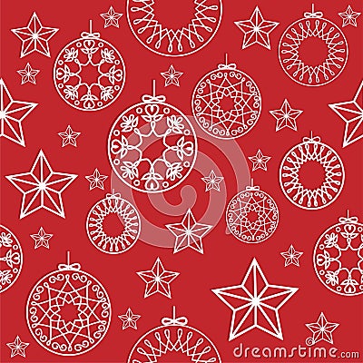 Christmas seamless pattern vector. Delicate paper cut like texture. Vector Illustration