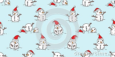 Christmas seamless pattern vector Snowman Santa Claus snow winter scarf isolated Holiday repeat tile background Stock Photo