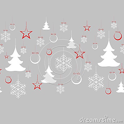 Christmas seamless pattern Winter theme Snowflake Christmas tree ball toy sweet candy New Year Christmas holiday festive Vector Illustration