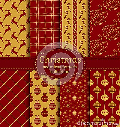 Christmas seamless patterns. Vector set. Vector Illustration