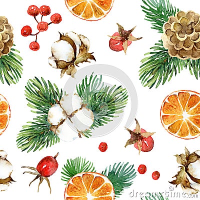 Christmas seamless watercolor pattern Cartoon Illustration