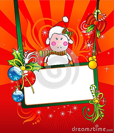 Christmas sheep banner vector Vector Illustration