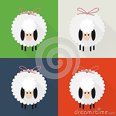 Christmas sheep icons Stock Photo