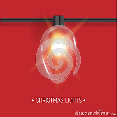 Christmas shining garland. Realistic 3d design light effect. New year decorative element multicolored lamps. colored Vector Illustration