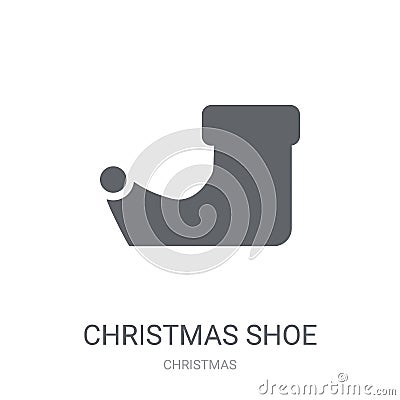 christmas shoe icon. Trendy christmas shoe logo concept on white Vector Illustration