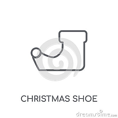 christmas shoe linear icon. Modern outline christmas shoe logo c Vector Illustration