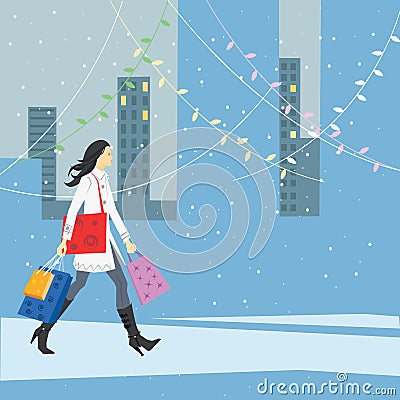 Christmas shopping Vector Illustration