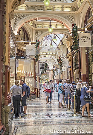 Christmas Shopping, The Block Arcade, Melbourne, Australia. Editorial Stock Photo