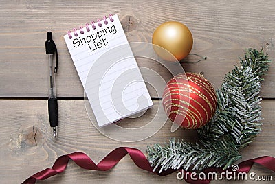 Christmas shopping list background Stock Photo