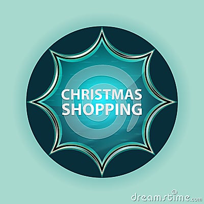 Christmas Shopping magical glassy sunburst blue button sky blue background Stock Photo