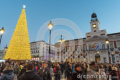 Christmas shopping in Puerta del Sol boulevard Editorial Stock Photo