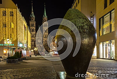 Christmas shopping street-Nuremberg,Germany-night Editorial Stock Photo