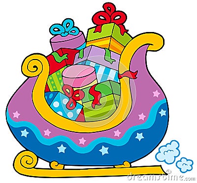 Christmas sledge full of gifts Vector Illustration