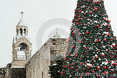 Christmas snow in Bethlehem Stock Photo