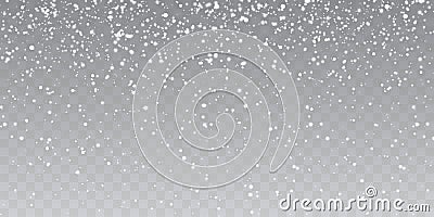 Christmas snow. Falling snowflakes on transparent background. Snowfall. Vector illustration Vector Illustration