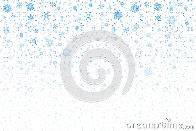 Christmas snow. Falling snowflakes on white background. Snowfall Vector Illustration