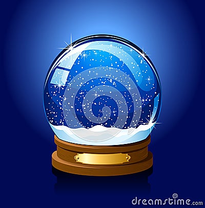 Christmas Snow globe on blue background Vector Illustration