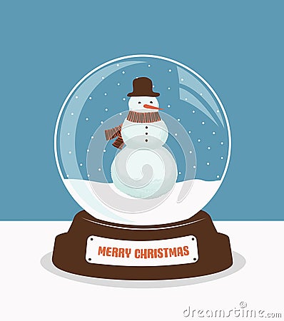 Christmas snow globe with snowman Vector Illustration