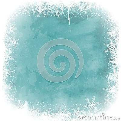 Christmas snowflake border on watercolor background Vector Illustration