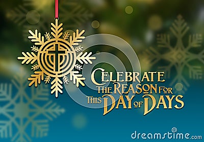 Christmas snowflake with Christian cross Day of Days ornament background graphic Stock Photo
