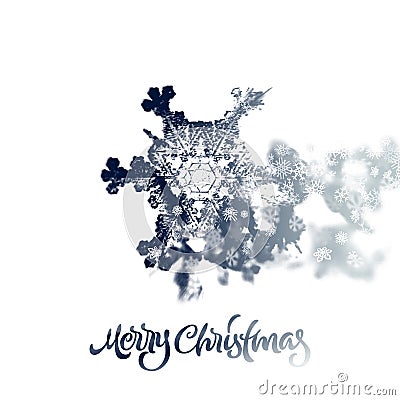 Christmas snowflake with double exposure effect adding falling snow Vector Illustration