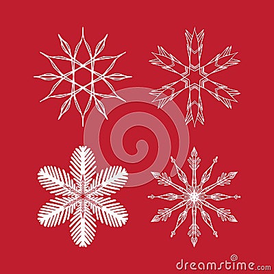 Christmas snowflake vector set, stars and frosty symmetrical patterns Vector Illustration