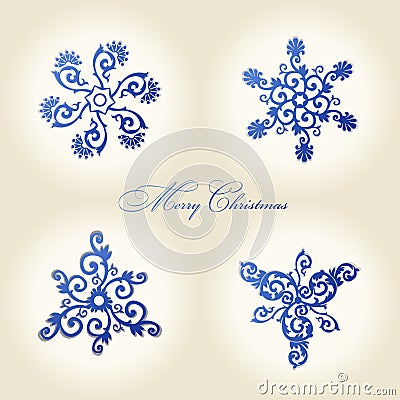 Christmas snowflakes vintage decor Vector Illustration