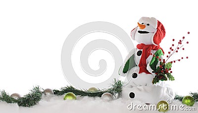 Christmas Snowman Border Stock Photo
