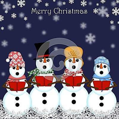 Christmas Snowman Carolers Singing Stock Photo