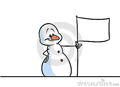 Christmas snowman character flag cartoon Cartoon Illustration
