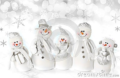 Christmas snowman family Stock Photo