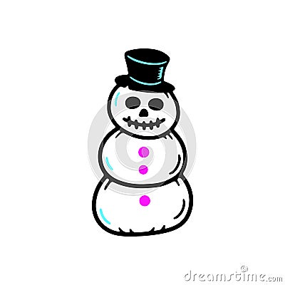 CHRISTMAS SNOWMAN SKULL ICON CARTOON Vector Illustration