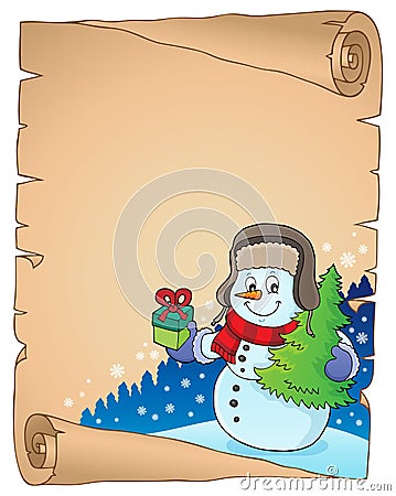 Christmas snowman subject parchment 3 Vector Illustration