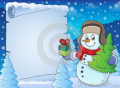Christmas snowman subject parchment 2 Vector Illustration