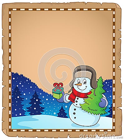 Christmas snowman subject parchment 4 Vector Illustration