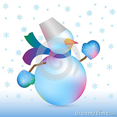 Christmas and New Year snowman Vector Illustration
